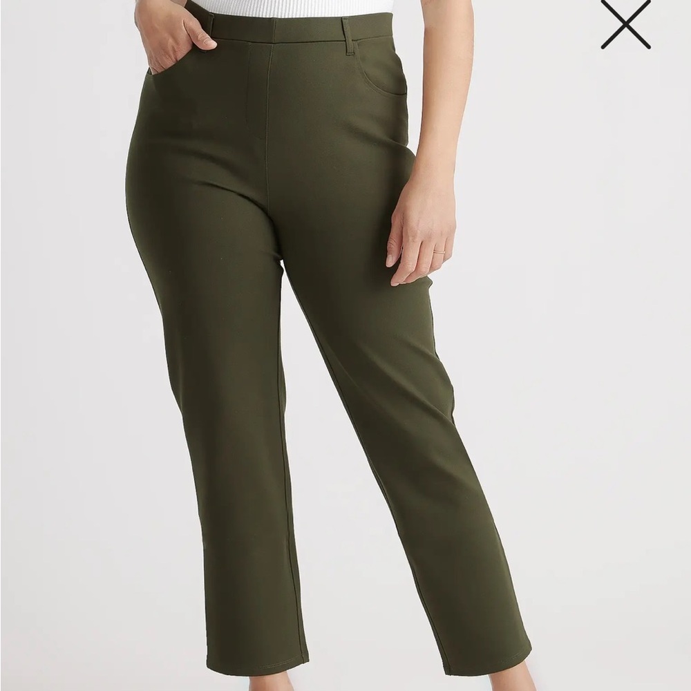 Banana Republic Olive Cropped Straight-Leg Pants